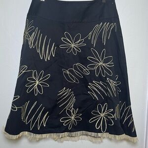 Sunny Leigh Y2K Midi Fit and Flare Cotton Downtown Girl Black Ruffled Skirt B3